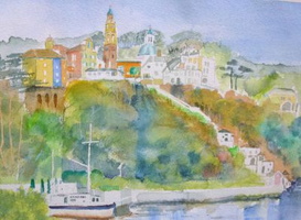 Portmeirion tower landscape
