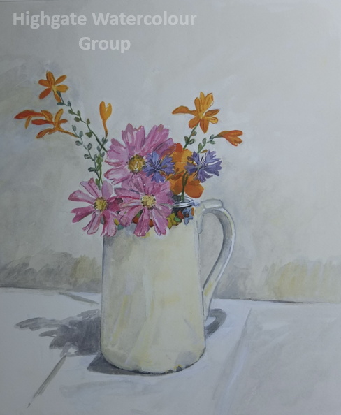 Garden flowers in an old jug 2025.JPG